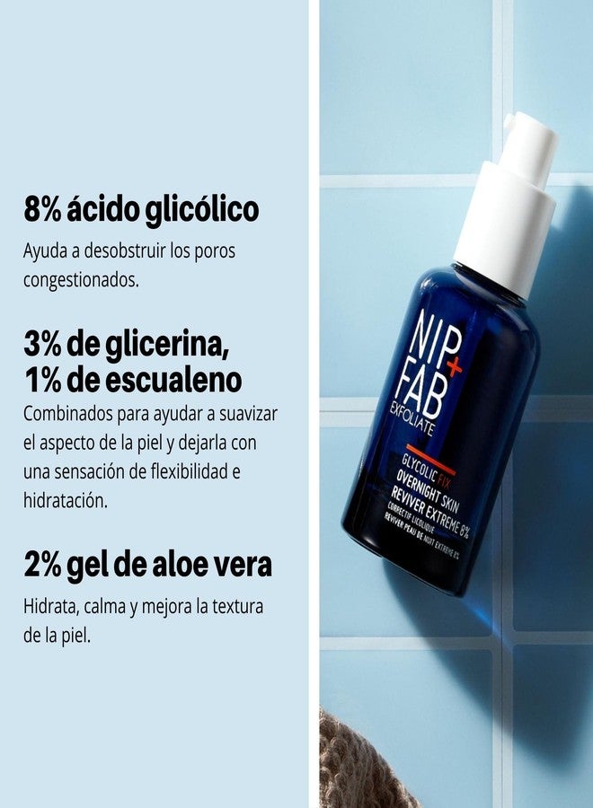 نيب بلس فاب مقشر البشرة الليلي Nip+Fab Glycolic Fix Extreme بتركيز 8%، 1.52 أونصة سائلة، مقشر للبشرة مع حمض اللاكتيك وتركيبة خاصة لتنعيم البشرة وترطيبها وتجديدها - Image 4